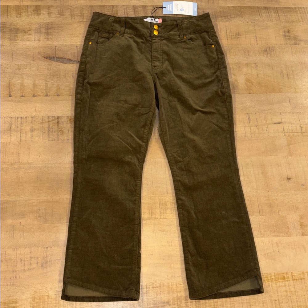 CAbi Jeans Corduroy High-Low Crop Pants Mushroom 12 NWT NEW - Picture 4 of 9